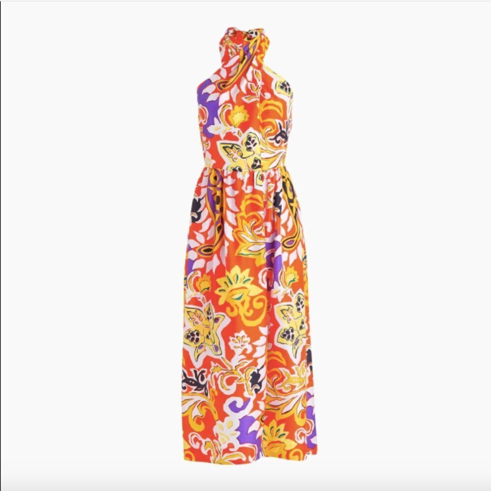 J.Crew silk sarong dress in painted paisley dress - Picture 2 of 8